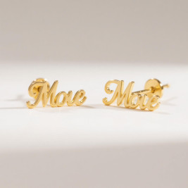 18K Gold Name Stud Earring